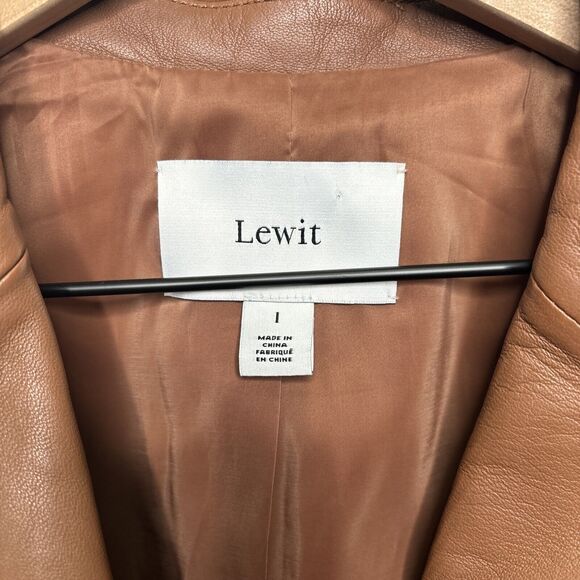 Lewit Leather Blazer Jacket Women's Size 1 Brown Single Button - Picture 8 of 16